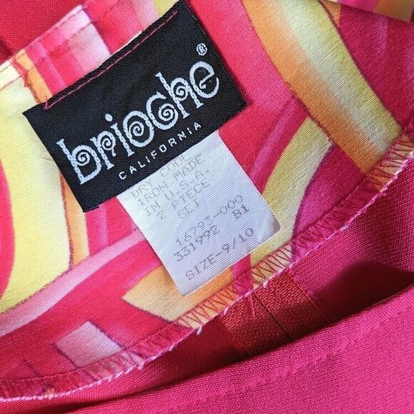 Vintage 90s y2k Brioche Mini Skirt Top Set Mod Psychedelic Mini Size Jrs 9/10 - Picture 8 of 11